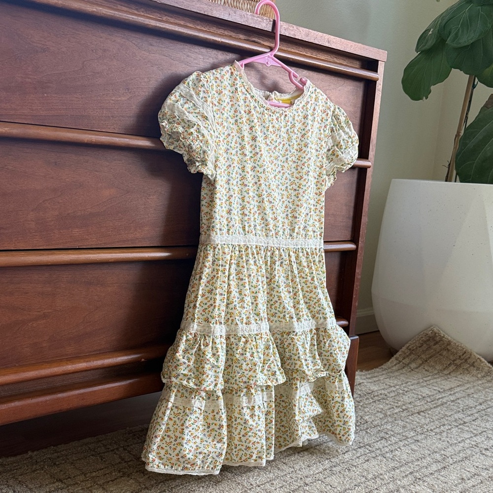 Mini Boden Yellow Floral Ruffle Dress